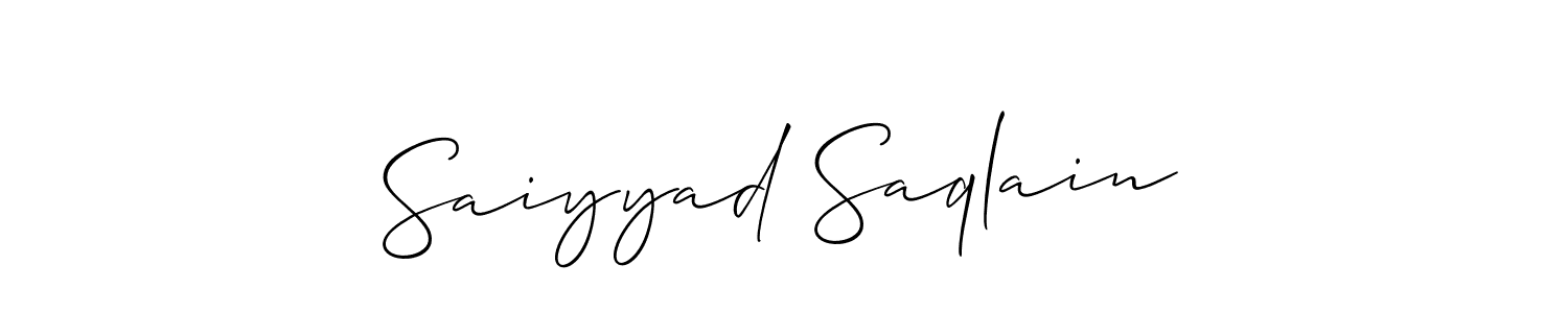 Use a signature maker to create a handwritten signature online. With this signature software, you can design (Allison_Script) your own signature for name Saiyyad Saqlain. Saiyyad Saqlain signature style 2 images and pictures png