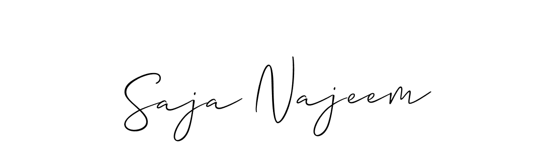 You should practise on your own different ways (Allison_Script) to write your name (Saja Najeem) in signature. don't let someone else do it for you. Saja Najeem signature style 2 images and pictures png