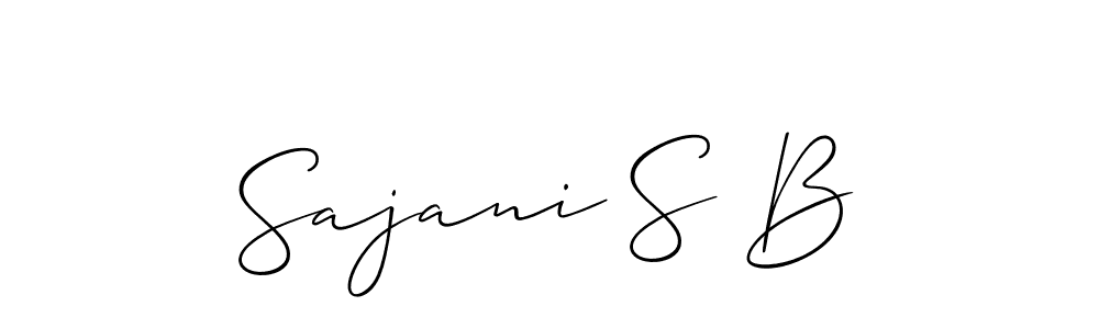 This is the best signature style for the Sajani S B name. Also you like these signature font (Allison_Script). Mix name signature. Sajani S B signature style 2 images and pictures png