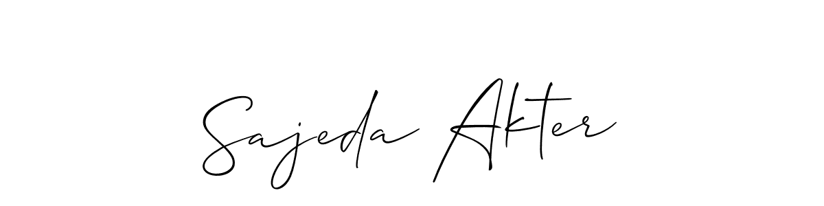 Also You can easily find your signature by using the search form. We will create Sajeda Akter name handwritten signature images for you free of cost using Allison_Script sign style. Sajeda Akter signature style 2 images and pictures png