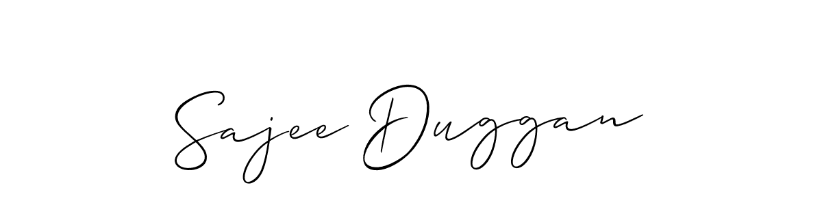 Make a short Sajee Duggan signature style. Manage your documents anywhere anytime using Allison_Script. Create and add eSignatures, submit forms, share and send files easily. Sajee Duggan signature style 2 images and pictures png