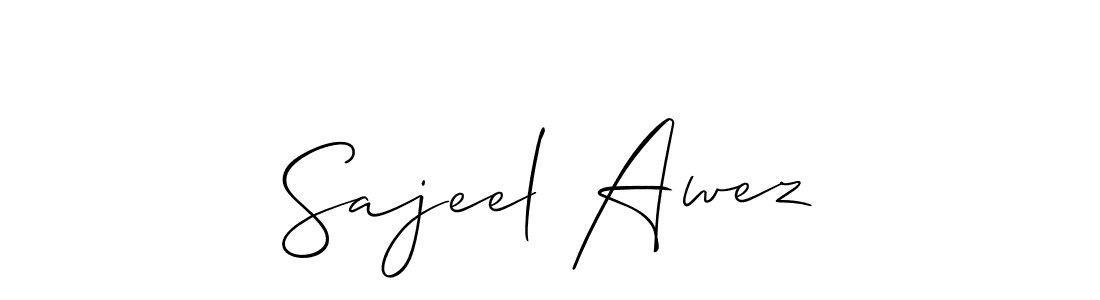 The best way (Allison_Script) to make a short signature is to pick only two or three words in your name. The name Sajeel Awez include a total of six letters. For converting this name. Sajeel Awez signature style 2 images and pictures png