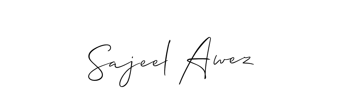 Make a short Sajeel Awez signature style. Manage your documents anywhere anytime using Allison_Script. Create and add eSignatures, submit forms, share and send files easily. Sajeel Awez signature style 2 images and pictures png