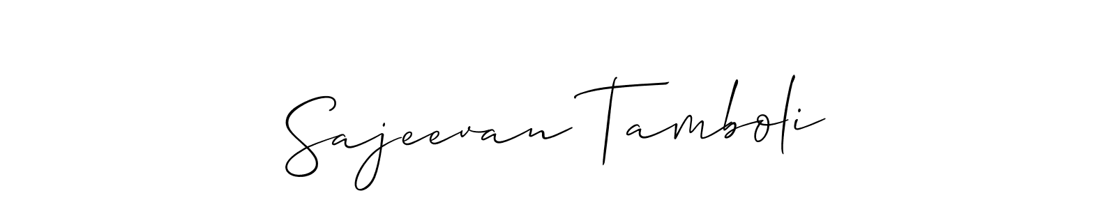 You can use this online signature creator to create a handwritten signature for the name Sajeevan Tamboli. This is the best online autograph maker. Sajeevan Tamboli signature style 2 images and pictures png