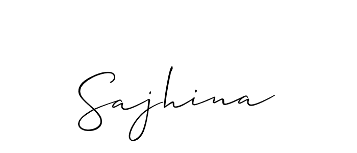 The best way (Allison_Script) to make a short signature is to pick only two or three words in your name. The name Sajhina include a total of six letters. For converting this name. Sajhina signature style 2 images and pictures png