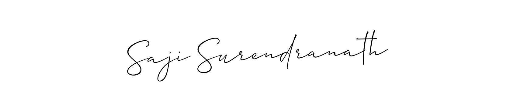 if you are searching for the best signature style for your name Saji Surendranath. so please give up your signature search. here we have designed multiple signature styles  using Allison_Script. Saji Surendranath signature style 2 images and pictures png