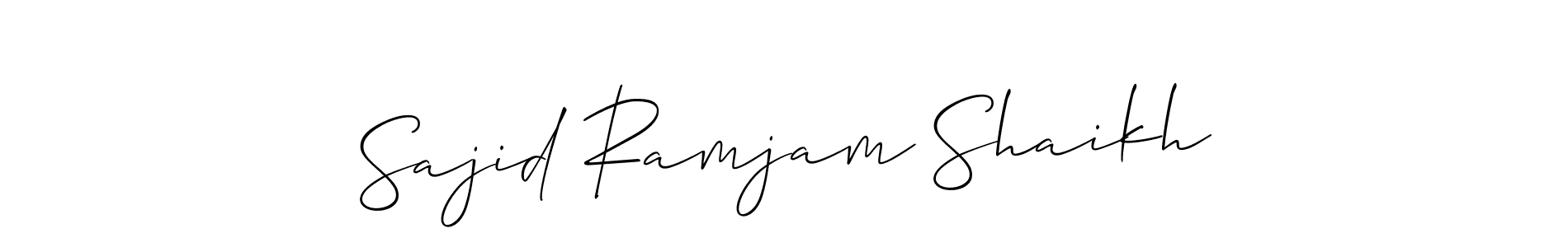 Allison_Script is a professional signature style that is perfect for those who want to add a touch of class to their signature. It is also a great choice for those who want to make their signature more unique. Get Sajid Ramjam Shaikh name to fancy signature for free. Sajid Ramjam Shaikh signature style 2 images and pictures png