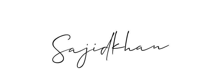 Allison_Script is a professional signature style that is perfect for those who want to add a touch of class to their signature. It is also a great choice for those who want to make their signature more unique. Get Sajidkhan name to fancy signature for free. Sajidkhan signature style 2 images and pictures png