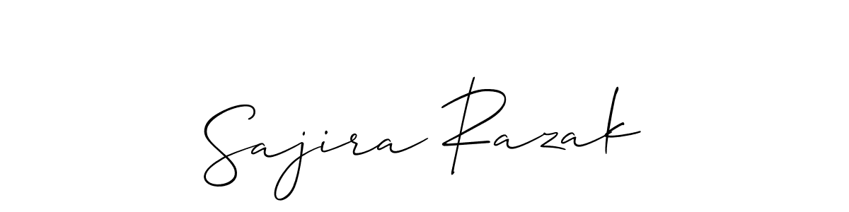 Allison_Script is a professional signature style that is perfect for those who want to add a touch of class to their signature. It is also a great choice for those who want to make their signature more unique. Get Sajira Razak name to fancy signature for free. Sajira Razak signature style 2 images and pictures png