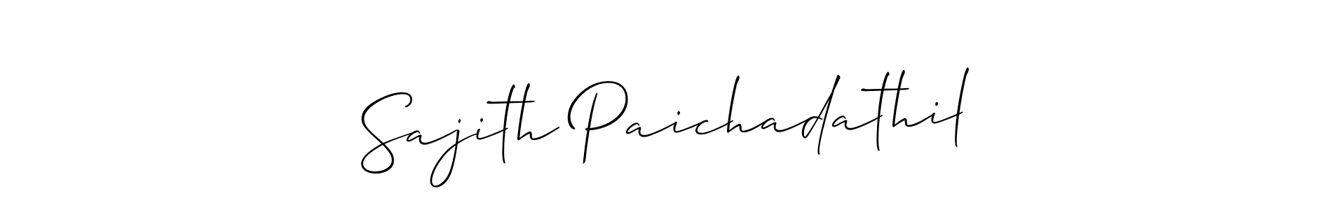 if you are searching for the best signature style for your name Sajith Paichadathil. so please give up your signature search. here we have designed multiple signature styles  using Allison_Script. Sajith Paichadathil signature style 2 images and pictures png