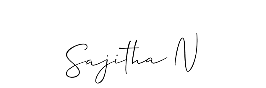 if you are searching for the best signature style for your name Sajitha N. so please give up your signature search. here we have designed multiple signature styles  using Allison_Script. Sajitha N signature style 2 images and pictures png