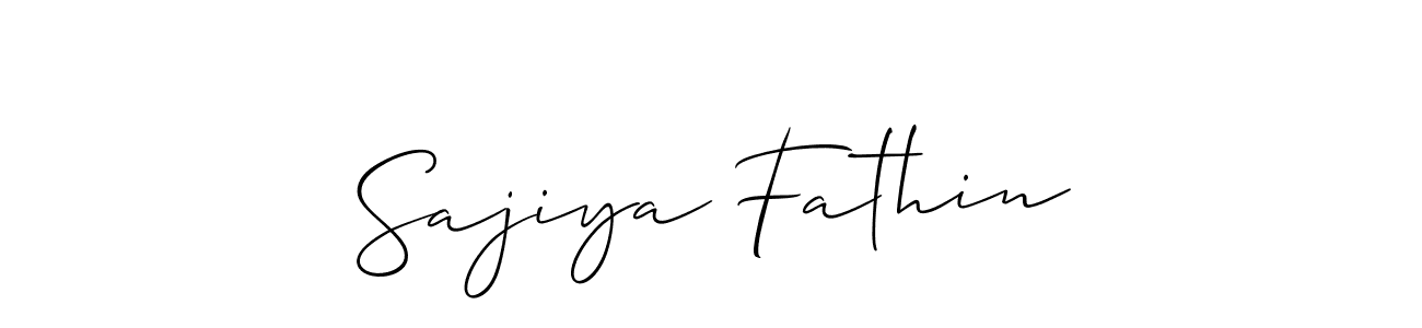 How to make Sajiya Fathin name signature. Use Allison_Script style for creating short signs online. This is the latest handwritten sign. Sajiya Fathin signature style 2 images and pictures png