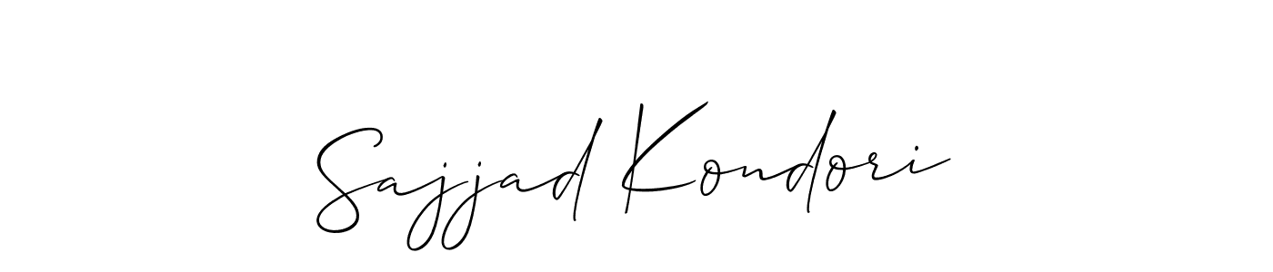 Allison_Script is a professional signature style that is perfect for those who want to add a touch of class to their signature. It is also a great choice for those who want to make their signature more unique. Get Sajjad Kondori name to fancy signature for free. Sajjad Kondori signature style 2 images and pictures png