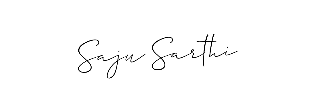 You should practise on your own different ways (Allison_Script) to write your name (Saju Sarthi) in signature. don't let someone else do it for you. Saju Sarthi signature style 2 images and pictures png