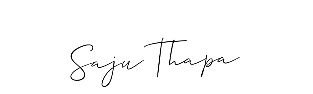 Allison_Script is a professional signature style that is perfect for those who want to add a touch of class to their signature. It is also a great choice for those who want to make their signature more unique. Get Saju Thapa name to fancy signature for free. Saju Thapa signature style 2 images and pictures png