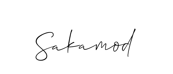 Use a signature maker to create a handwritten signature online. With this signature software, you can design (Allison_Script) your own signature for name Sakamod. Sakamod signature style 2 images and pictures png