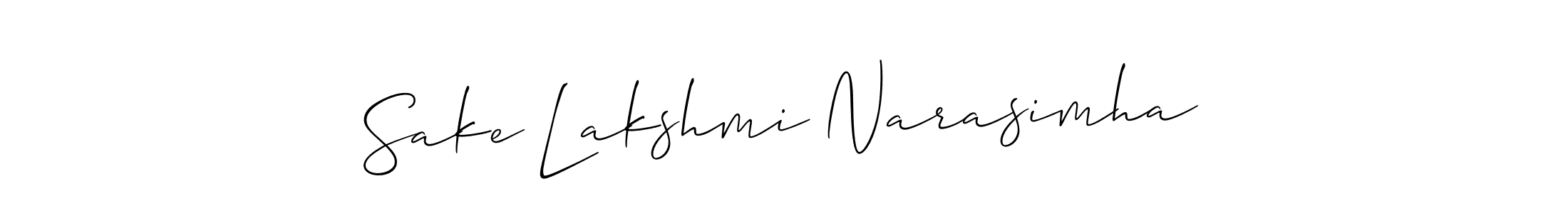 The best way (Allison_Script) to make a short signature is to pick only two or three words in your name. The name Sake Lakshmi Narasimha include a total of six letters. For converting this name. Sake Lakshmi Narasimha signature style 2 images and pictures png