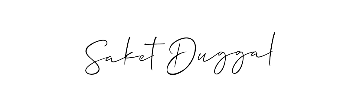 Use a signature maker to create a handwritten signature online. With this signature software, you can design (Allison_Script) your own signature for name Saket Duggal. Saket Duggal signature style 2 images and pictures png