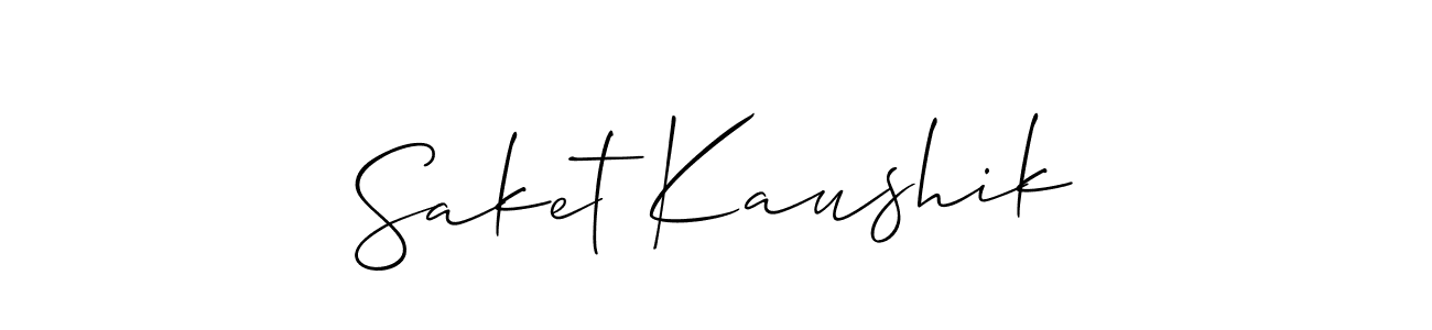The best way (Allison_Script) to make a short signature is to pick only two or three words in your name. The name Saket Kaushik include a total of six letters. For converting this name. Saket Kaushik signature style 2 images and pictures png