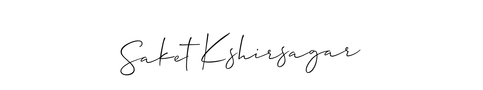 if you are searching for the best signature style for your name Saket Kshirsagar. so please give up your signature search. here we have designed multiple signature styles  using Allison_Script. Saket Kshirsagar signature style 2 images and pictures png