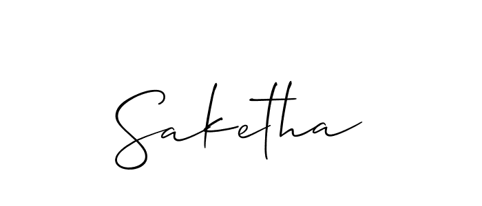 Use a signature maker to create a handwritten signature online. With this signature software, you can design (Allison_Script) your own signature for name Saketha. Saketha signature style 2 images and pictures png