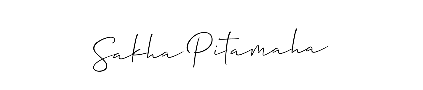 Create a beautiful signature design for name Sakha Pitamaha. With this signature (Allison_Script) fonts, you can make a handwritten signature for free. Sakha Pitamaha signature style 2 images and pictures png