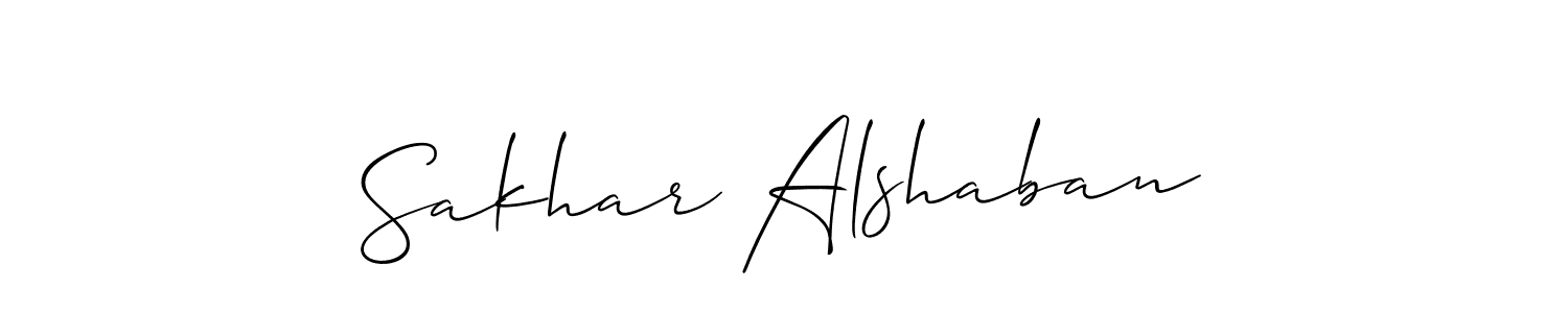 Make a beautiful signature design for name Sakhar Alshaban. With this signature (Allison_Script) style, you can create a handwritten signature for free. Sakhar Alshaban signature style 2 images and pictures png