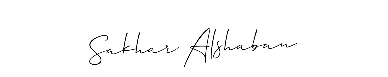 How to make Sakhar Alshaban signature? Allison_Script is a professional autograph style. Create handwritten signature for Sakhar Alshaban name. Sakhar Alshaban signature style 2 images and pictures png