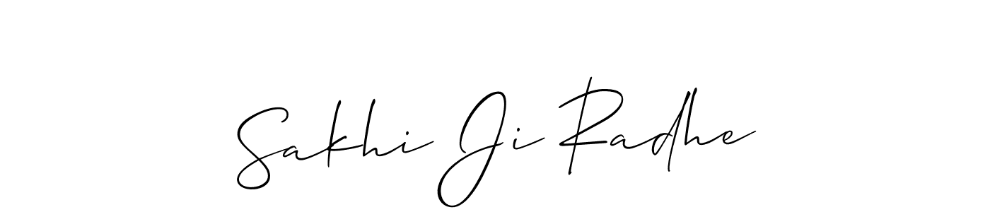 if you are searching for the best signature style for your name Sakhi Ji Radhe. so please give up your signature search. here we have designed multiple signature styles  using Allison_Script. Sakhi Ji Radhe signature style 2 images and pictures png