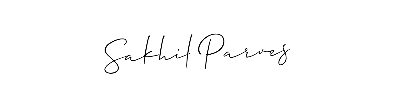 The best way (Allison_Script) to make a short signature is to pick only two or three words in your name. The name Sakhil Parves include a total of six letters. For converting this name. Sakhil Parves signature style 2 images and pictures png