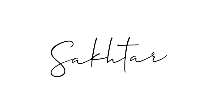 Use a signature maker to create a handwritten signature online. With this signature software, you can design (Allison_Script) your own signature for name Sakhtar. Sakhtar signature style 2 images and pictures png