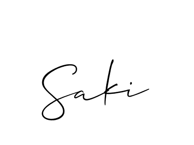 How to make Saki signature? Allison_Script is a professional autograph style. Create handwritten signature for Saki name. Saki signature style 2 images and pictures png
