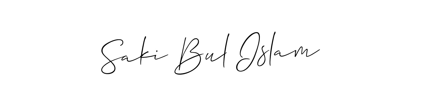 The best way (Allison_Script) to make a short signature is to pick only two or three words in your name. The name Saki Bul Islam include a total of six letters. For converting this name. Saki Bul Islam signature style 2 images and pictures png