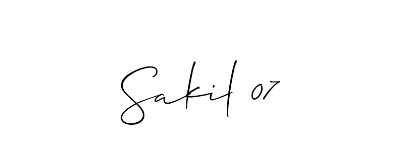 Sakil 07 stylish signature style. Best Handwritten Sign (Allison_Script) for my name. Handwritten Signature Collection Ideas for my name Sakil 07. Sakil 07 signature style 2 images and pictures png