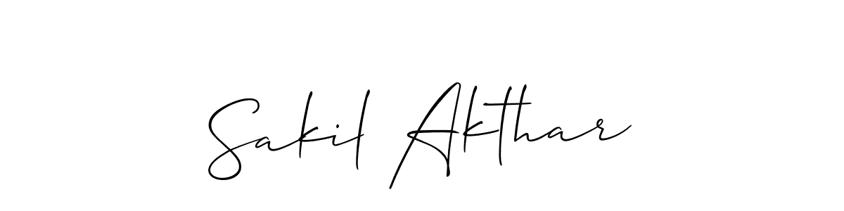 The best way (Allison_Script) to make a short signature is to pick only two or three words in your name. The name Sakil Akthar include a total of six letters. For converting this name. Sakil Akthar signature style 2 images and pictures png