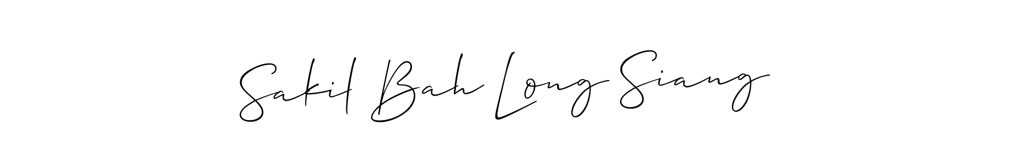 Similarly Allison_Script is the best handwritten signature design. Signature creator online .You can use it as an online autograph creator for name Sakil Bah Long Siang. Sakil Bah Long Siang signature style 2 images and pictures png