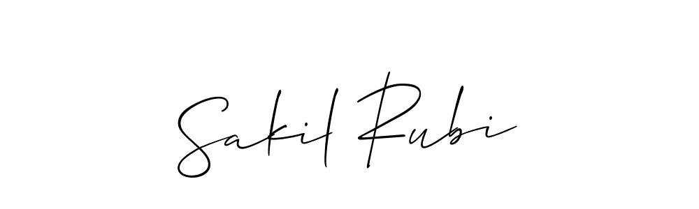 Use a signature maker to create a handwritten signature online. With this signature software, you can design (Allison_Script) your own signature for name Sakil Rubi. Sakil Rubi signature style 2 images and pictures png