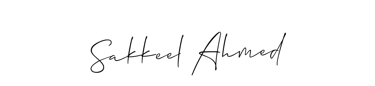 How to make Sakkeel Ahmed signature? Allison_Script is a professional autograph style. Create handwritten signature for Sakkeel Ahmed name. Sakkeel Ahmed signature style 2 images and pictures png