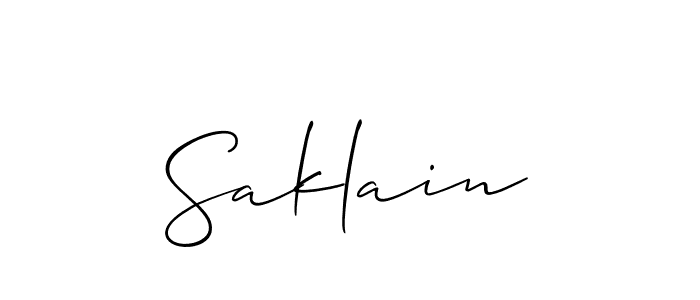 Make a beautiful signature design for name Saklain. With this signature (Allison_Script) style, you can create a handwritten signature for free. Saklain signature style 2 images and pictures png