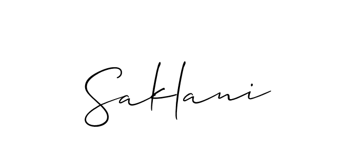 Make a beautiful signature design for name Saklani. With this signature (Allison_Script) style, you can create a handwritten signature for free. Saklani signature style 2 images and pictures png