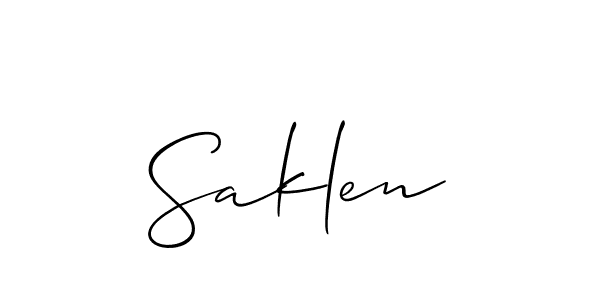 How to make Saklen signature? Allison_Script is a professional autograph style. Create handwritten signature for Saklen name. Saklen signature style 2 images and pictures png