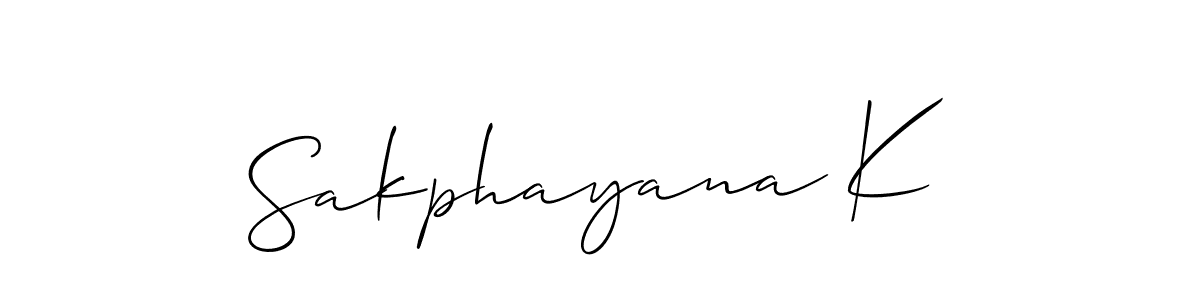 It looks lik you need a new signature style for name Sakphayana K. Design unique handwritten (Allison_Script) signature with our free signature maker in just a few clicks. Sakphayana K signature style 2 images and pictures png