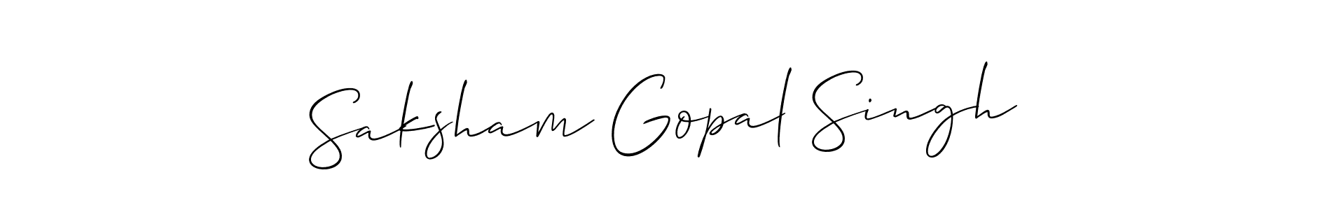 The best way (Allison_Script) to make a short signature is to pick only two or three words in your name. The name Saksham Gopal Singh include a total of six letters. For converting this name. Saksham Gopal Singh signature style 2 images and pictures png