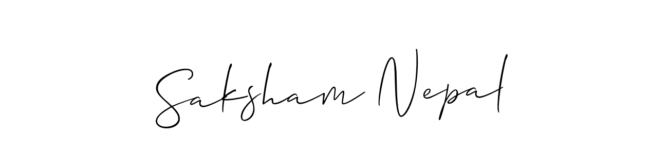 Similarly Allison_Script is the best handwritten signature design. Signature creator online .You can use it as an online autograph creator for name Saksham Nepal. Saksham Nepal signature style 2 images and pictures png