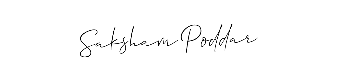 You should practise on your own different ways (Allison_Script) to write your name (Saksham Poddar) in signature. don't let someone else do it for you. Saksham Poddar signature style 2 images and pictures png