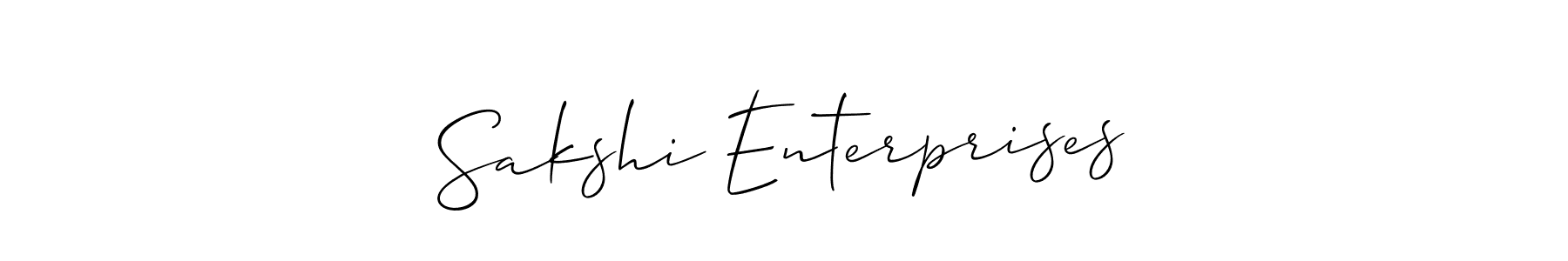 Also You can easily find your signature by using the search form. We will create Sakshi Enterprises name handwritten signature images for you free of cost using Allison_Script sign style. Sakshi Enterprises signature style 2 images and pictures png