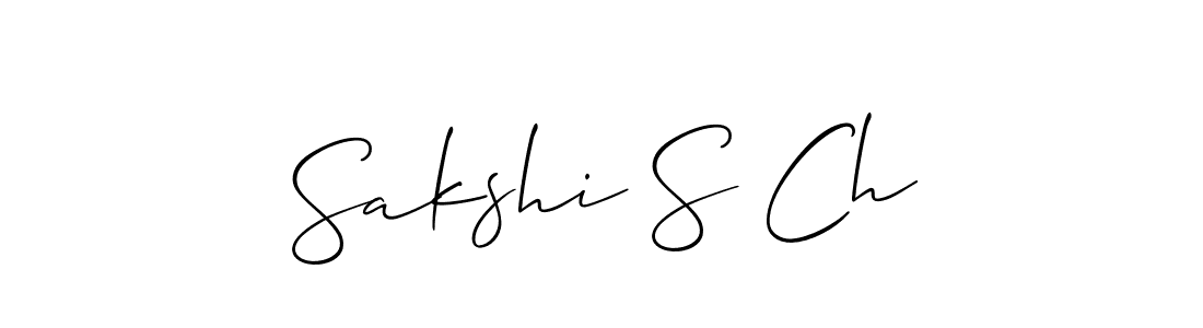 The best way (Allison_Script) to make a short signature is to pick only two or three words in your name. The name Sakshi S Ch include a total of six letters. For converting this name. Sakshi S Ch signature style 2 images and pictures png