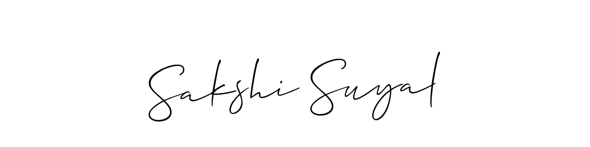 You should practise on your own different ways (Allison_Script) to write your name (Sakshi Suyal) in signature. don't let someone else do it for you. Sakshi Suyal signature style 2 images and pictures png