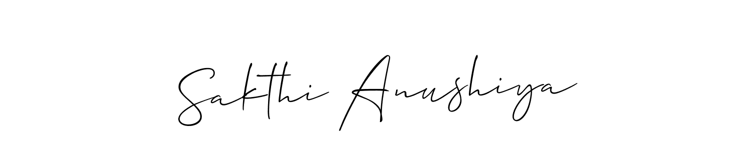 if you are searching for the best signature style for your name Sakthi Anushiya. so please give up your signature search. here we have designed multiple signature styles  using Allison_Script. Sakthi Anushiya signature style 2 images and pictures png