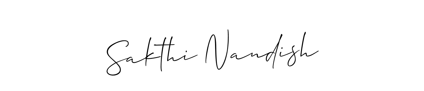 The best way (Allison_Script) to make a short signature is to pick only two or three words in your name. The name Sakthi Nandish include a total of six letters. For converting this name. Sakthi Nandish signature style 2 images and pictures png